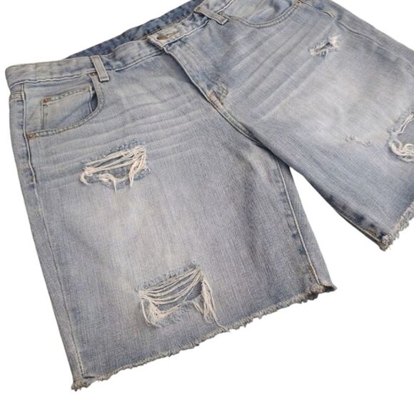 Mossimo High Rise Torn Bermuda Jean Shorts Size 12 - Picture 4 of 15